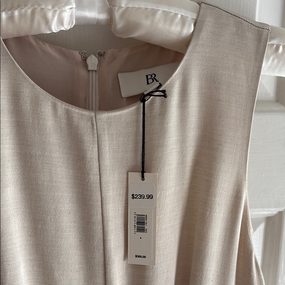 Banana Republic Ness Pleated Satin Midi Dress Size 4 Cream - Picture 8 of 14